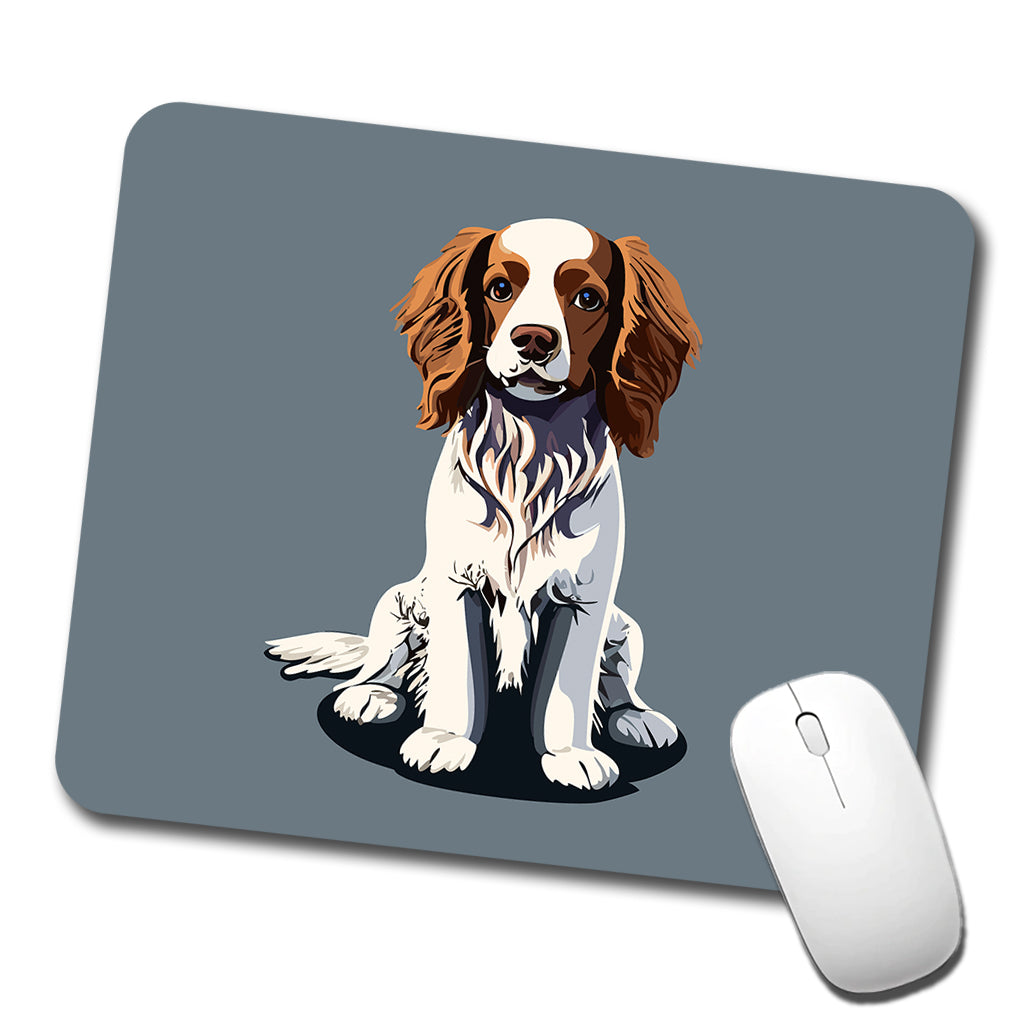 Brittany Spaniel Dog Sitting Low Profile Mouse Pad Mat