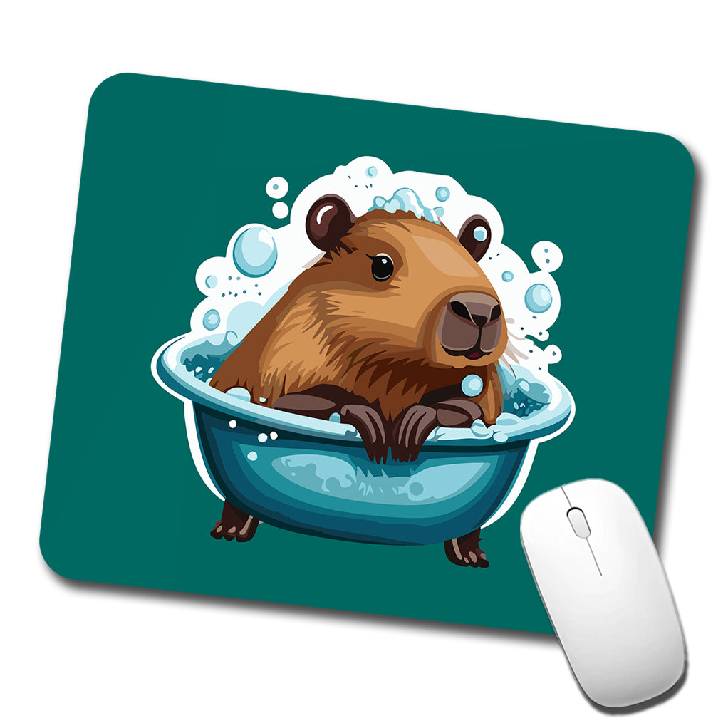 Capybara in Bubble Bath Bathing Funny Low Profile Mouse Pad Mat