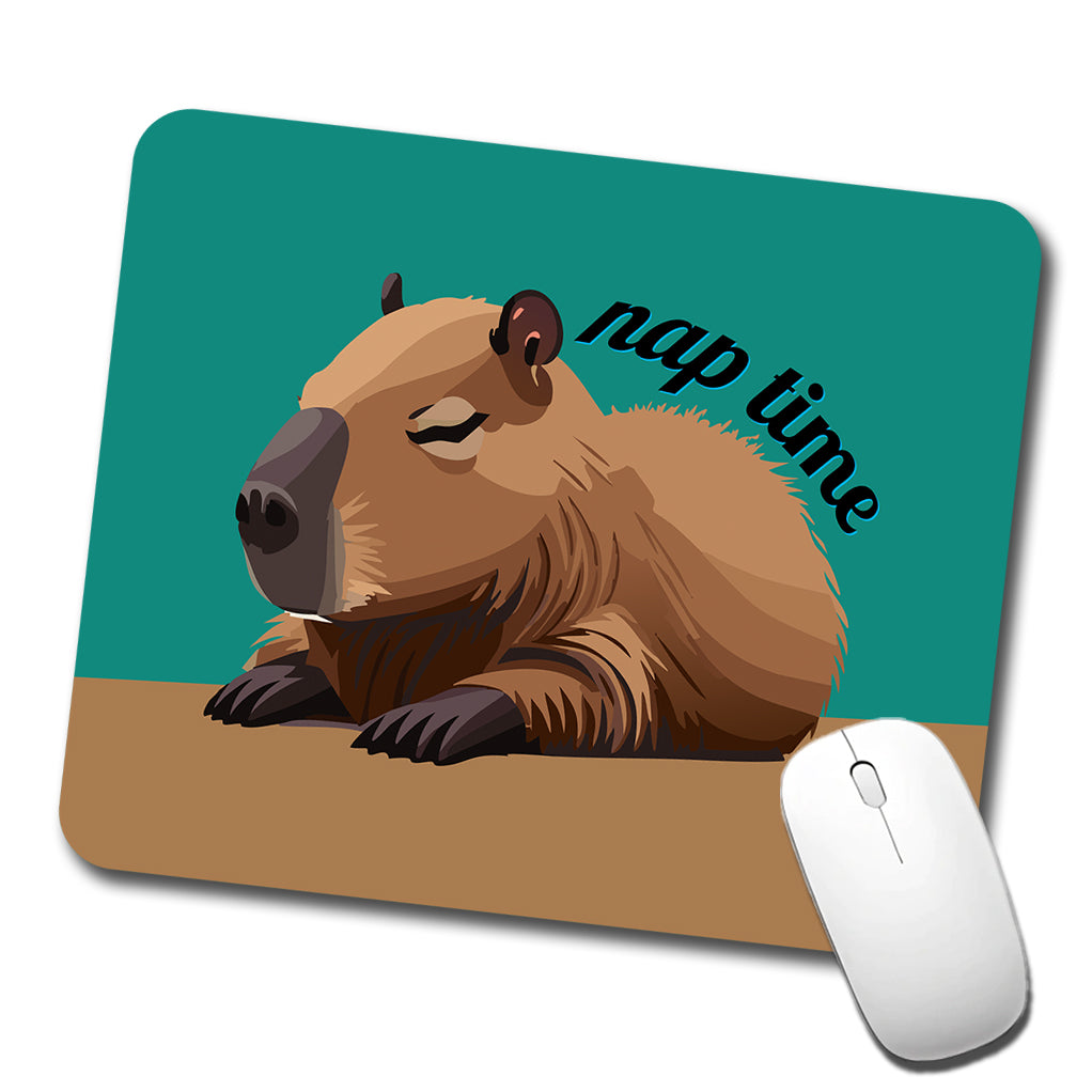 Capybara Nap Time Napping Sleeping Tired Low Profile Mouse Pad Mat