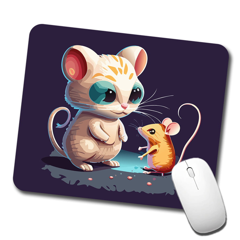 Cat and Mouse Playing Low Profile Mouse Pad Mat