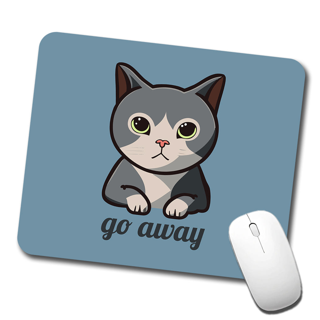 Cat Gray Go Away Funny Low Profile Mouse Pad Mat
