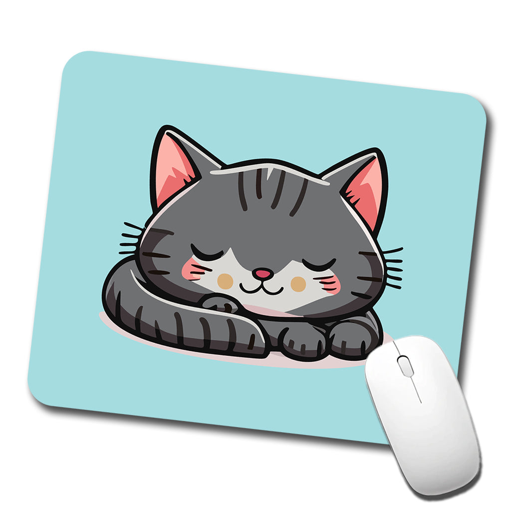 Cat Gray Sleeping Low Profile Mouse Pad Mat