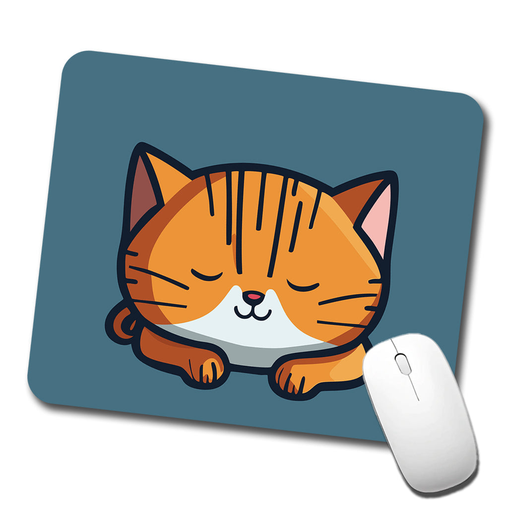 Cat Orange White Sleeping Low Profile Mouse Pad Mat