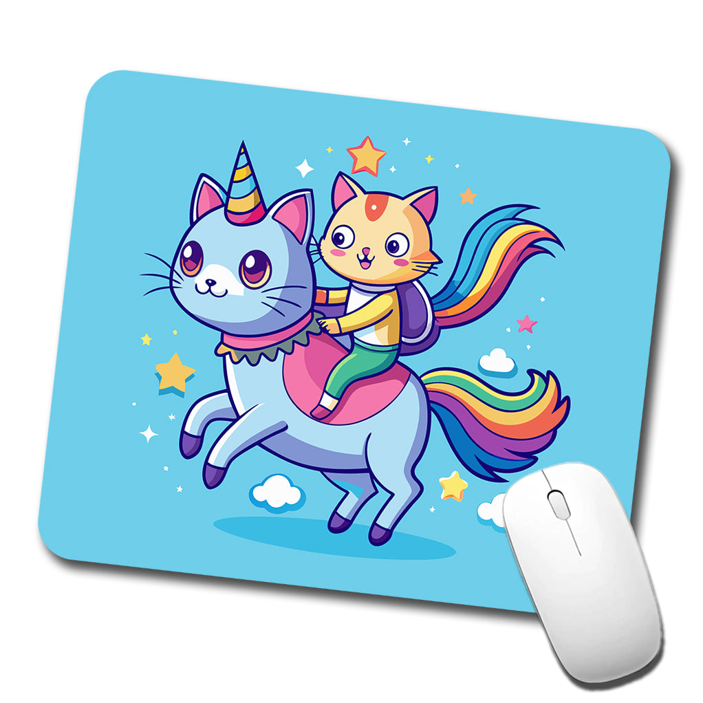 Cat Riding Caticorn Unicorn Funny Low Profile Mouse Pad Mat