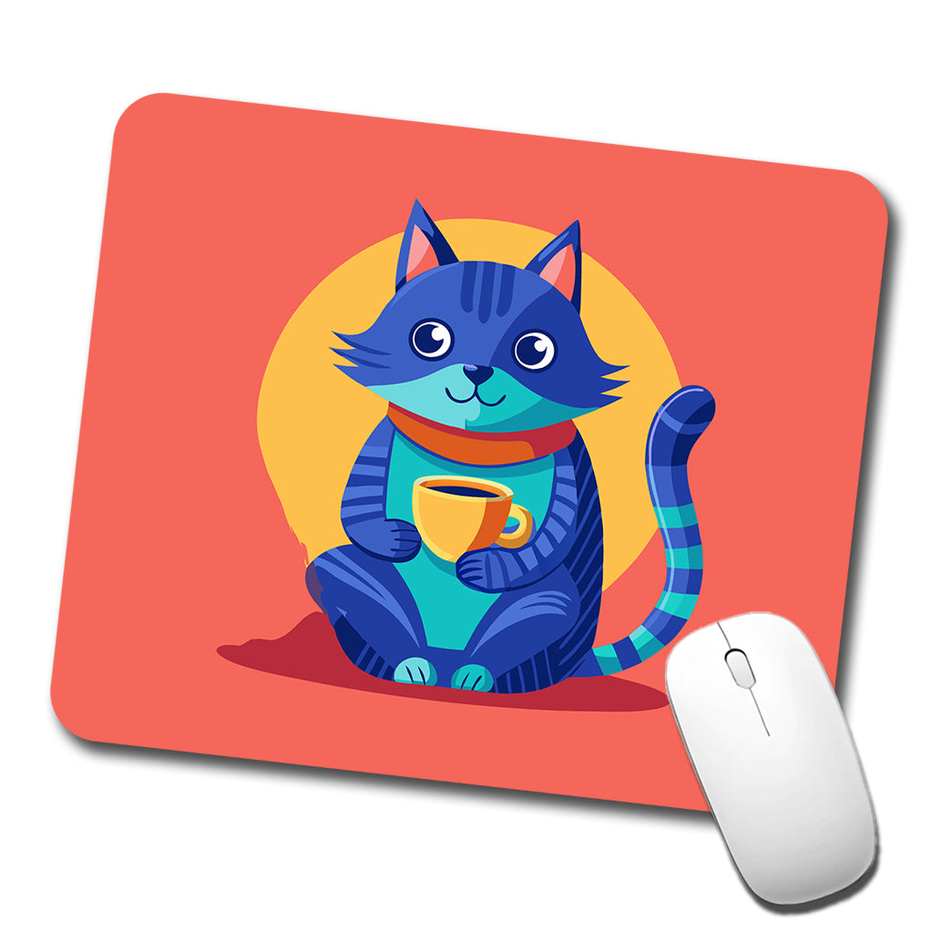 Cat Sipping Tea Low Profile Mouse Pad Mat