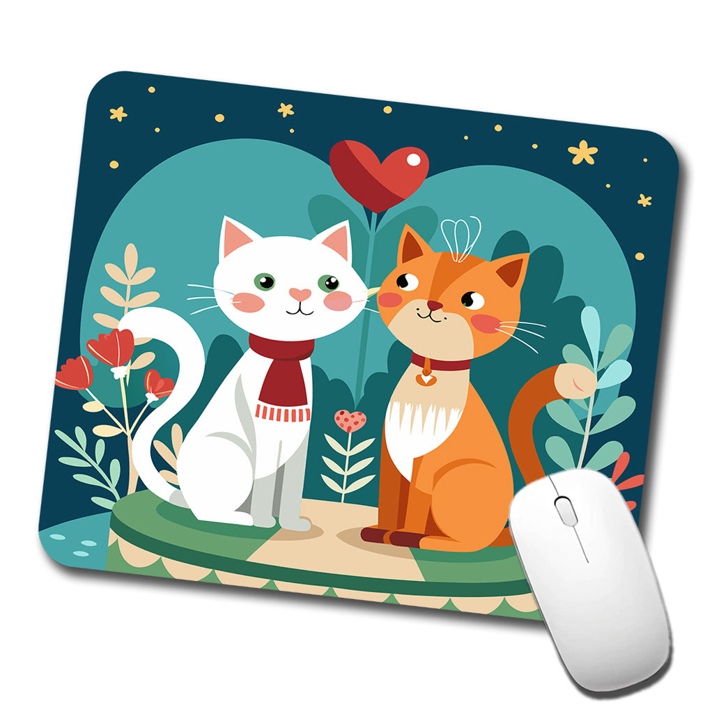 Cats in Love Anniversary Wedding Valentines Day Low Profile Mouse Pad Mat