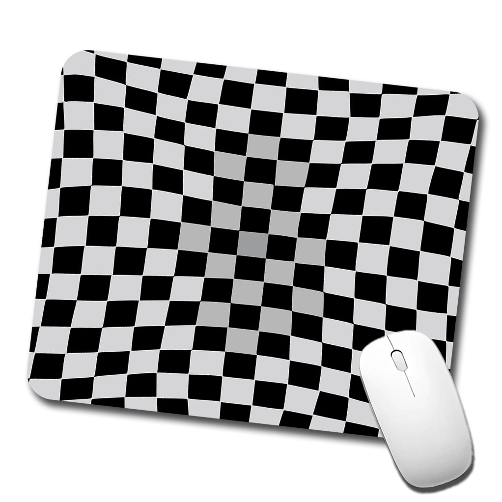 Checkered Flag Black White Low Profile Mouse Pad Mat