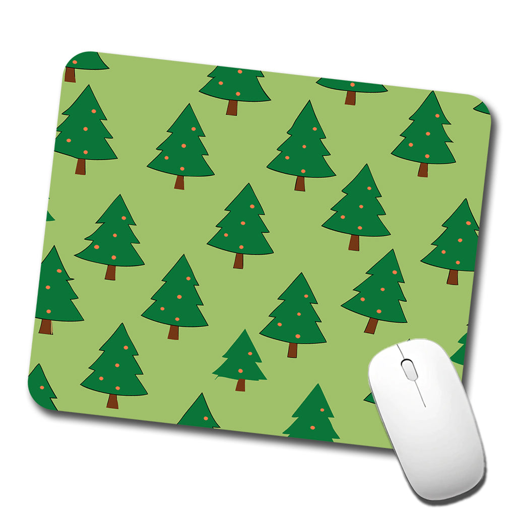 Christmas Trees Green Pattern Low Profile Mouse Pad Mat