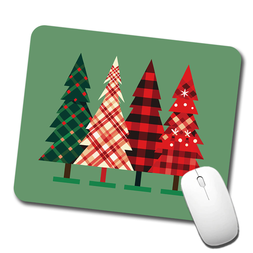 Christmas Trees Plaid Modern Cute Low Profile Mouse Pad Mat