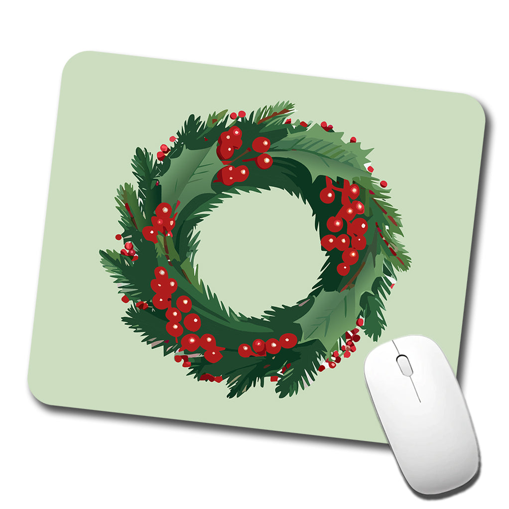 Christmas Wreath Holly Low Profile Mouse Pad Mat