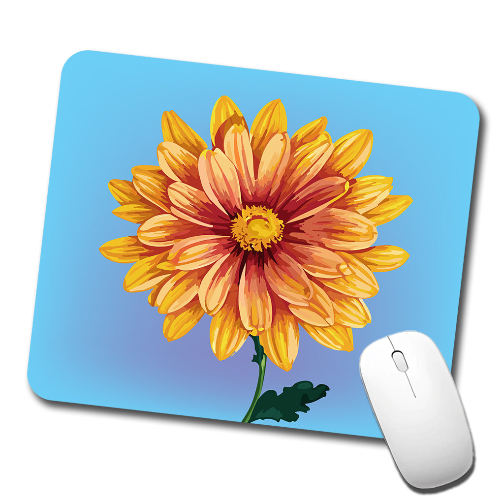 Chrysanthemum Mum Flower Yellow Watercolor Low Profile Mouse Pad Mat