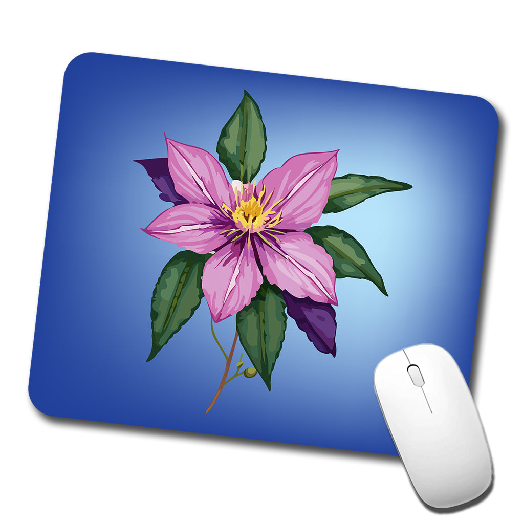 Clematis Flower Purple Watercolor Low Profile Mouse Pad Mat
