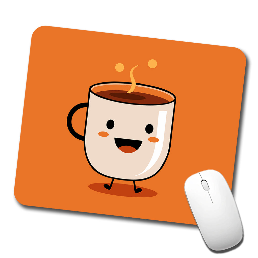 Coffee Mug Cup Smiling Happy Low Profile Mouse Pad Mat