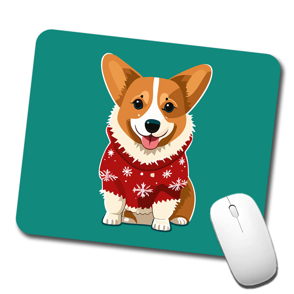 Corgi Wearing Christmas Sweater Low Profile Mouse Pad Mat