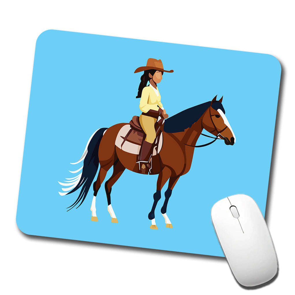 Cowgirl Woman on Horse Low Profile Mouse Pad Mat