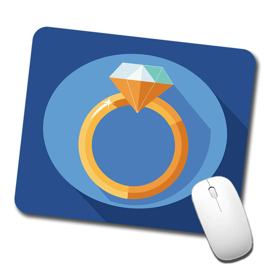 Diamond Ring Wedding Marriage Engagement Low Profile Mouse Pad Mat