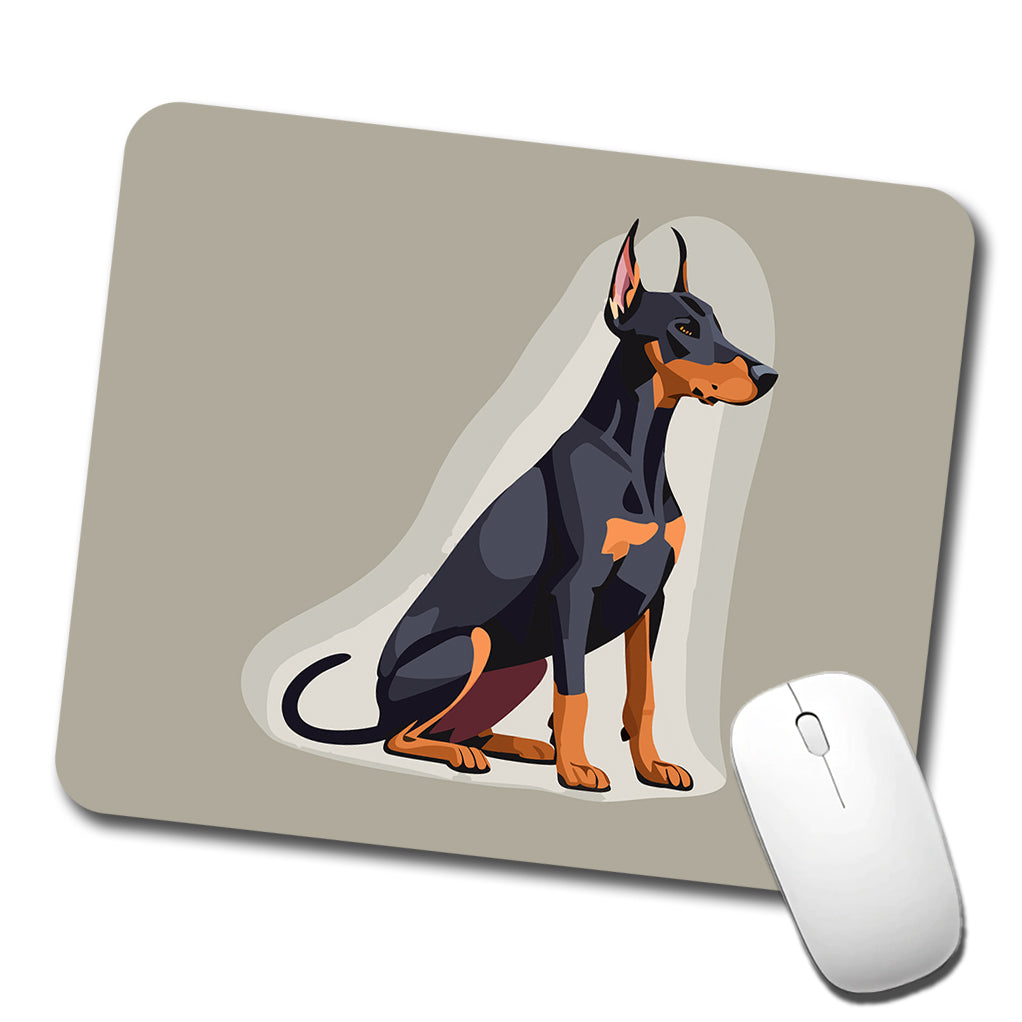 Doberman Dog Sitting Low Profile Mouse Pad Mat