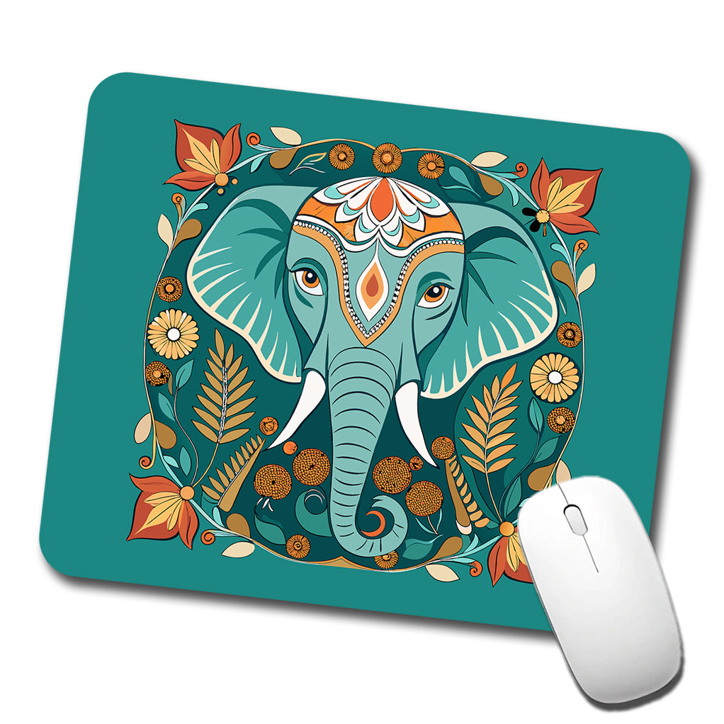 Elephant Floral Art Nouveau Flowers Elegant Low Profile Mouse Pad Mat