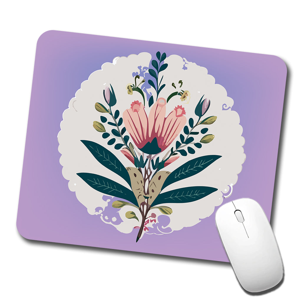 Flowers Floral Motif Bohemian Elegant Wedding Low Profile Mouse Pad Mat