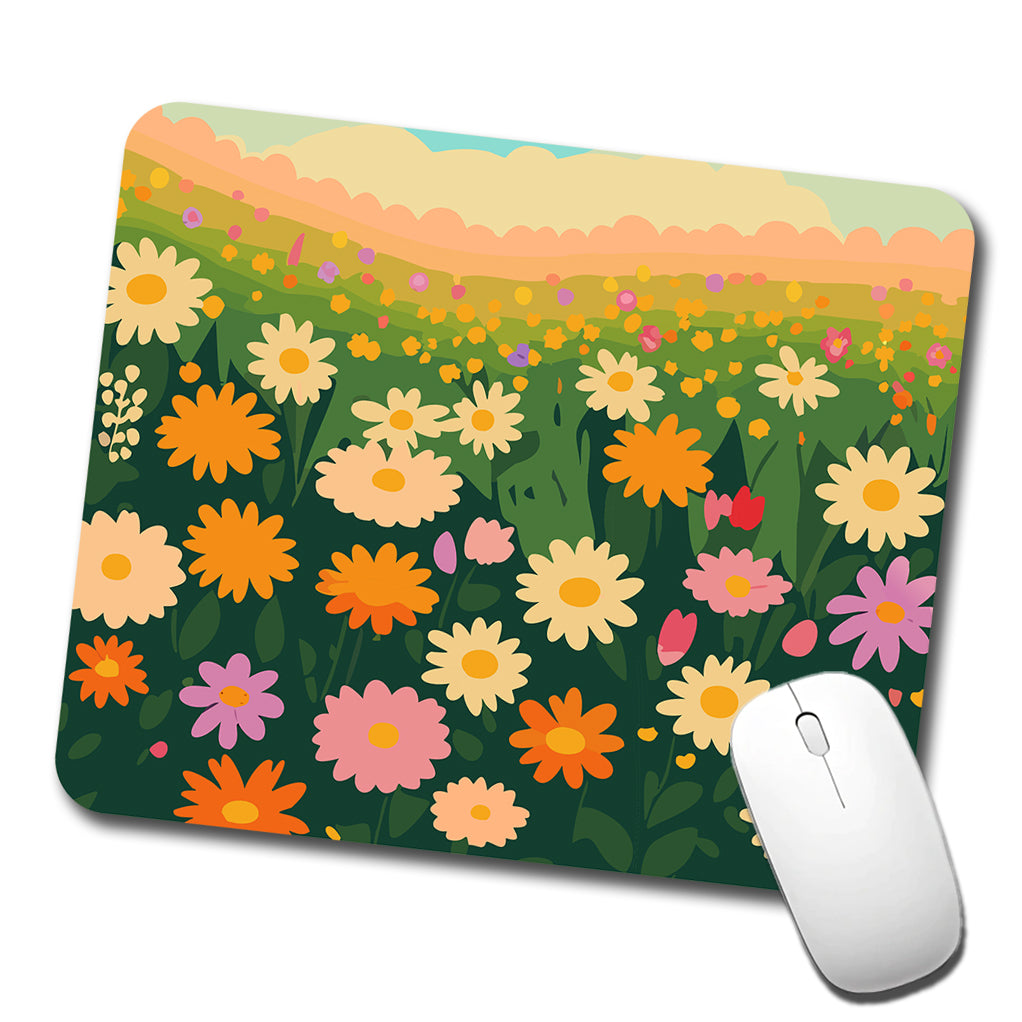 Flowers in Meadow Floral Low Profile Mouse Pad Mat