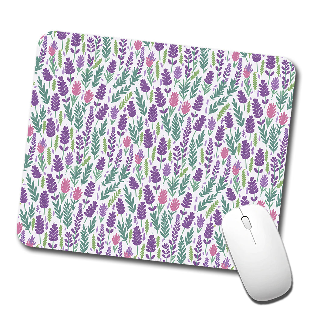 Flowers Lavender Cute Pattern Low Profile Mouse Pad Mat