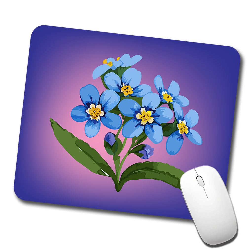 Forget Me Not Flowers Blue Watercolor Low Profile Mouse Pad Mat