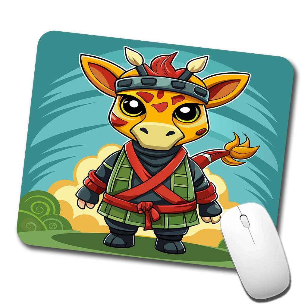 Giraffe Ninja Fighter Funny Low Profile Mouse Pad Mat