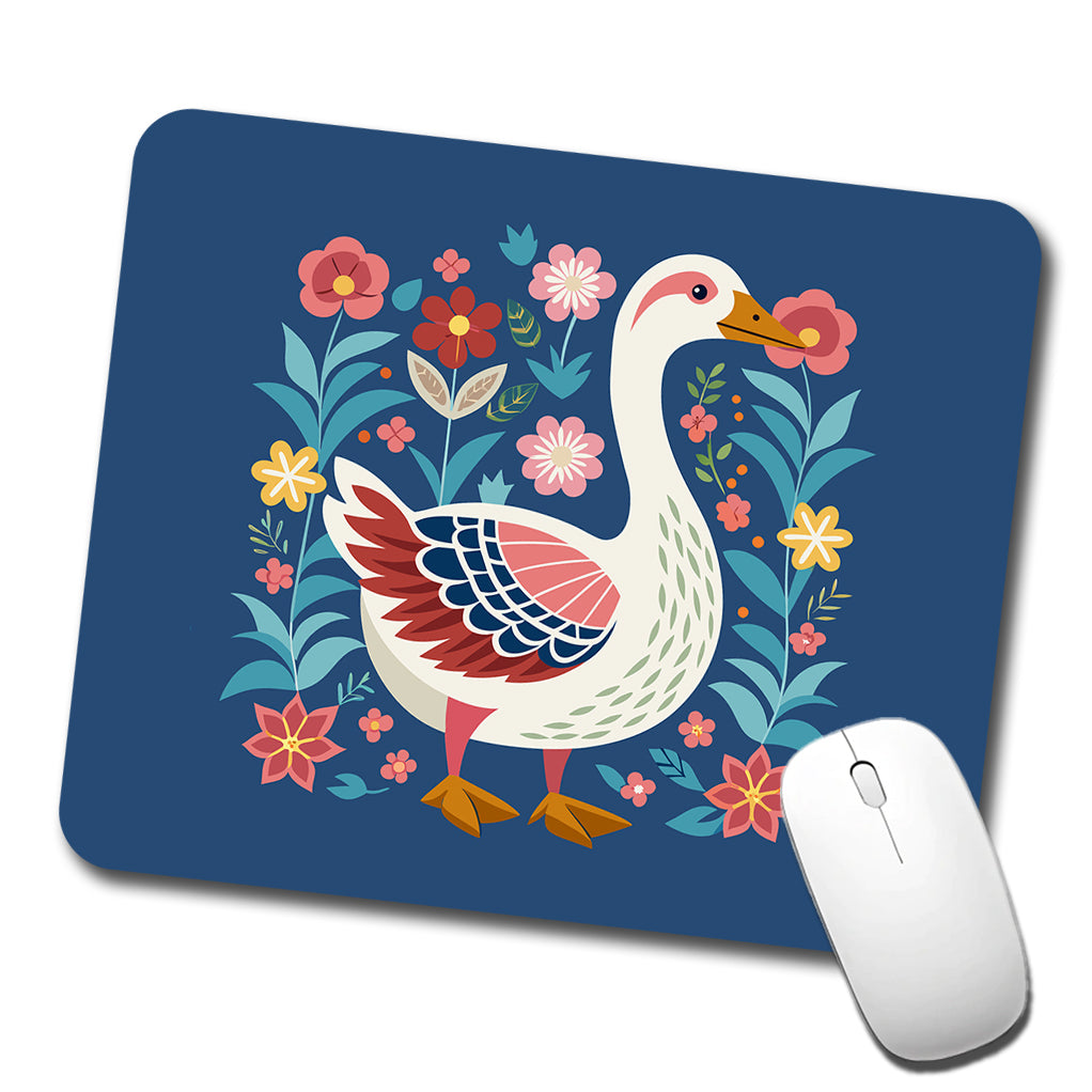 Goose Bird Floral Flowers Low Profile Mouse Pad Mat