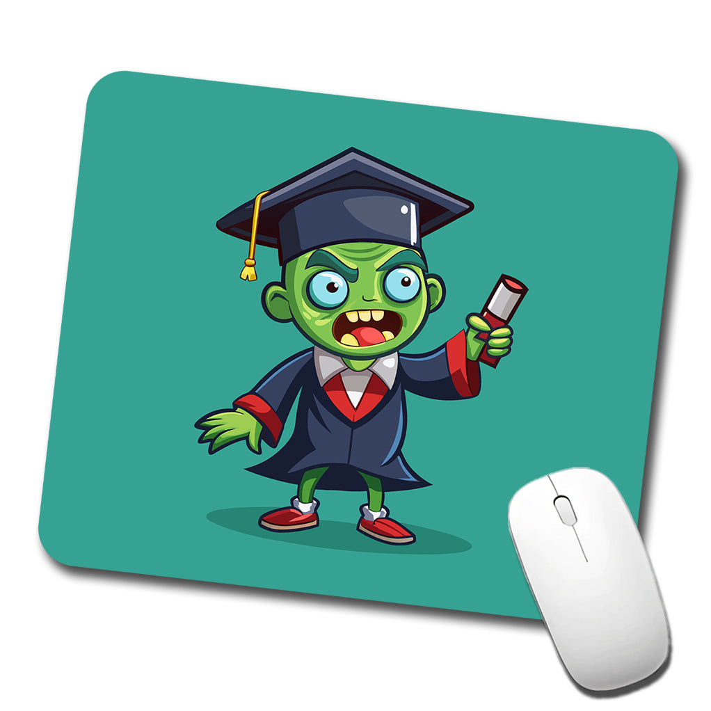 Graduate Zombie Graduation Cartoon Low Profile Mouse Pad Mat