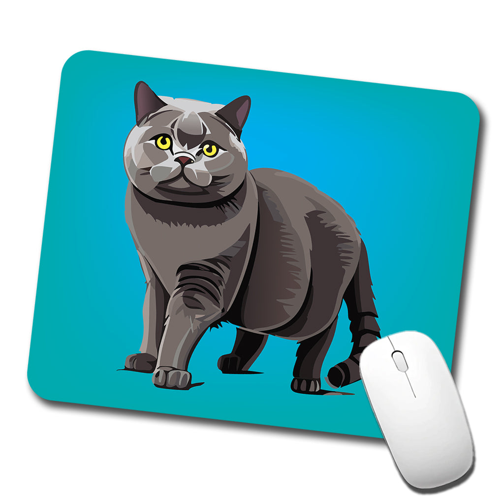 Gray British Shorthair Cat Low Profile Mouse Pad Mat