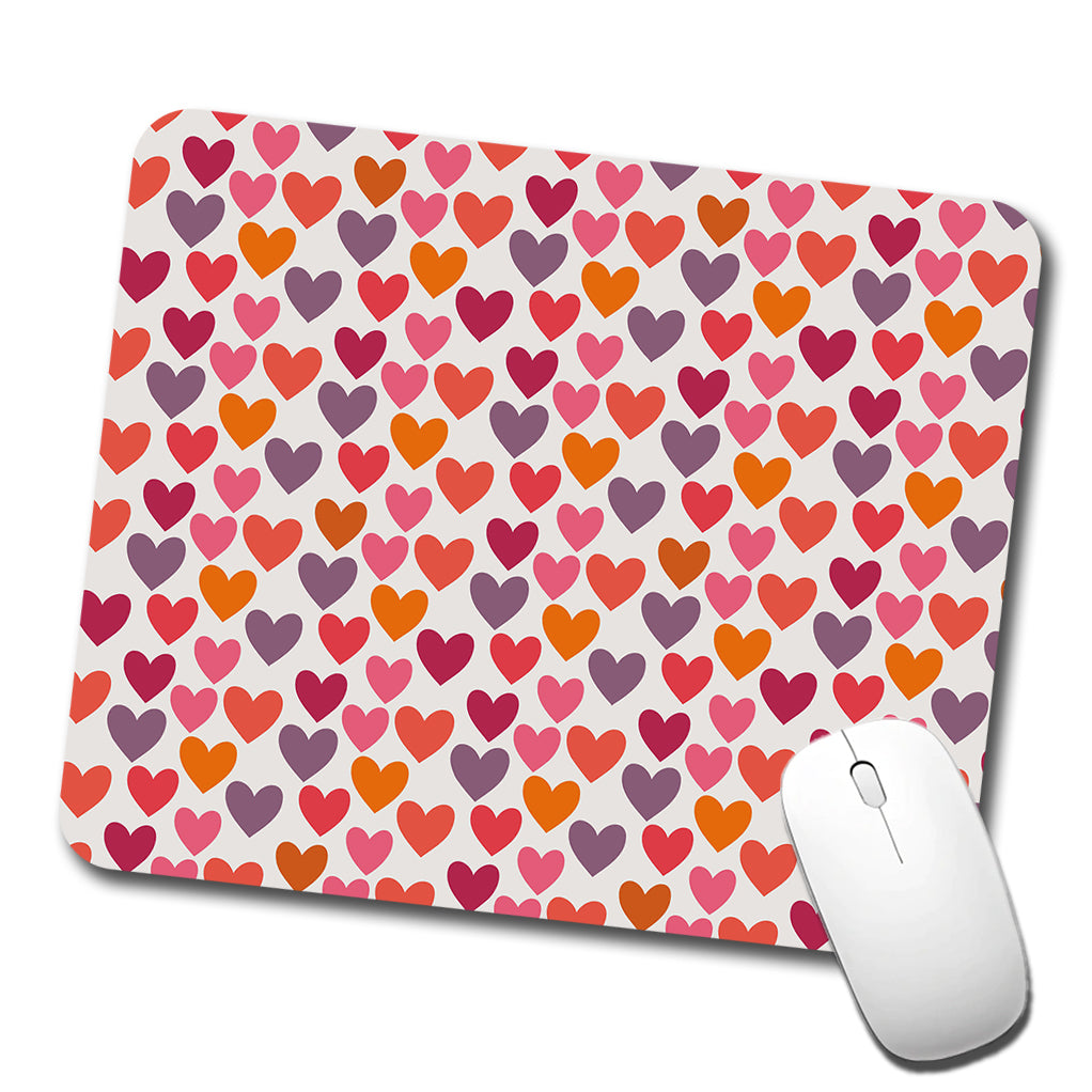 Hearts Purple Pink Orange Valentines Day Anniversary Love Low Profile Mouse Pad Mat