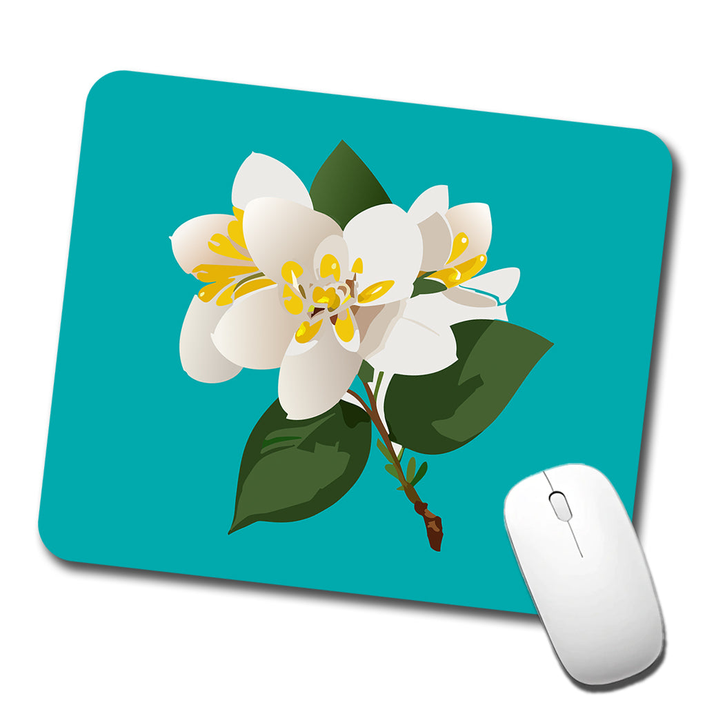 Jasmine White Flowers Low Profile Mouse Pad Mat