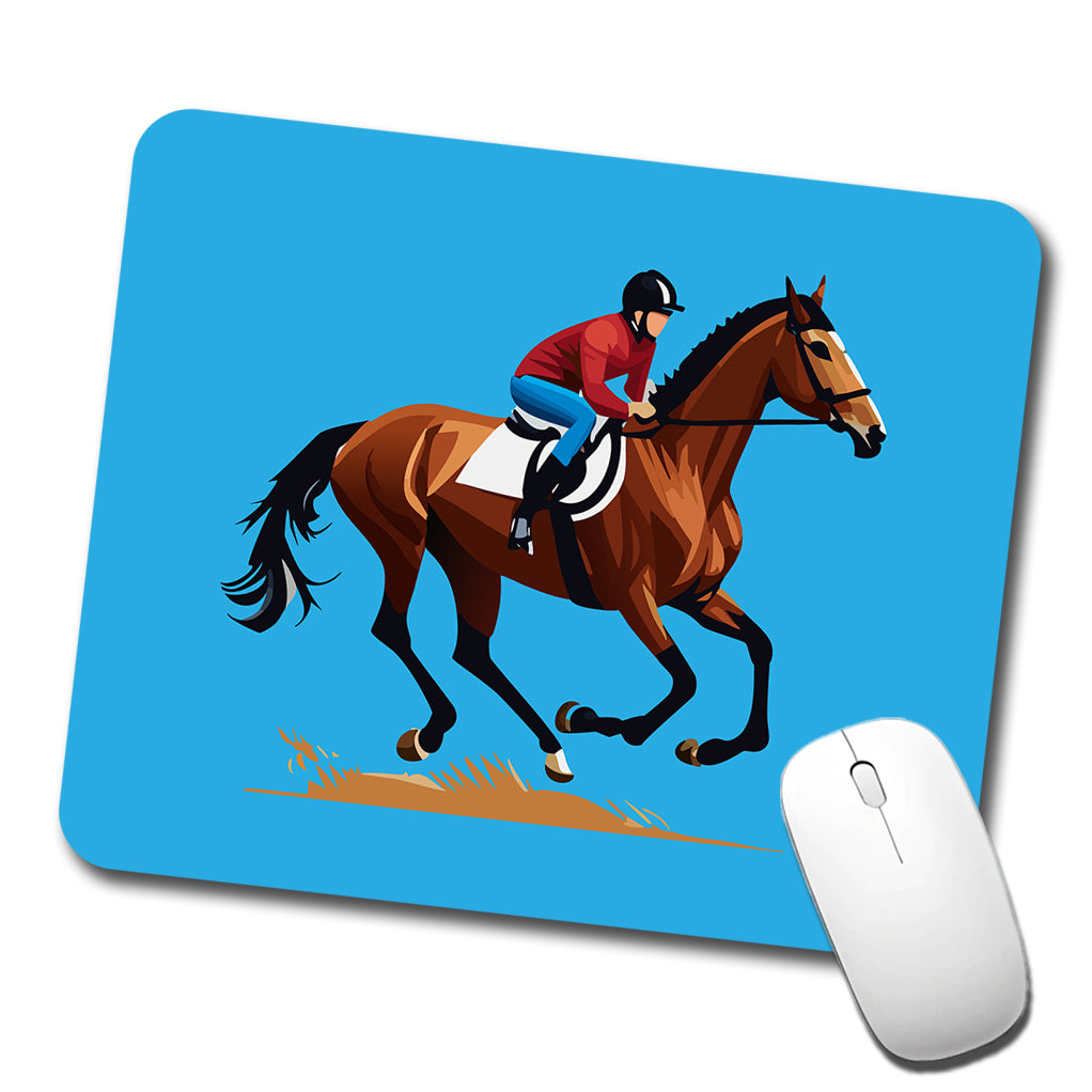 Jockey Riding Horse Racing Man Low Profile Mouse Pad Mat