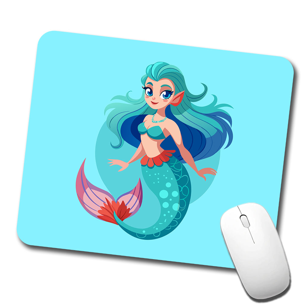 Mermaid with Blue Hair Low Profile Mouse Pad Mat