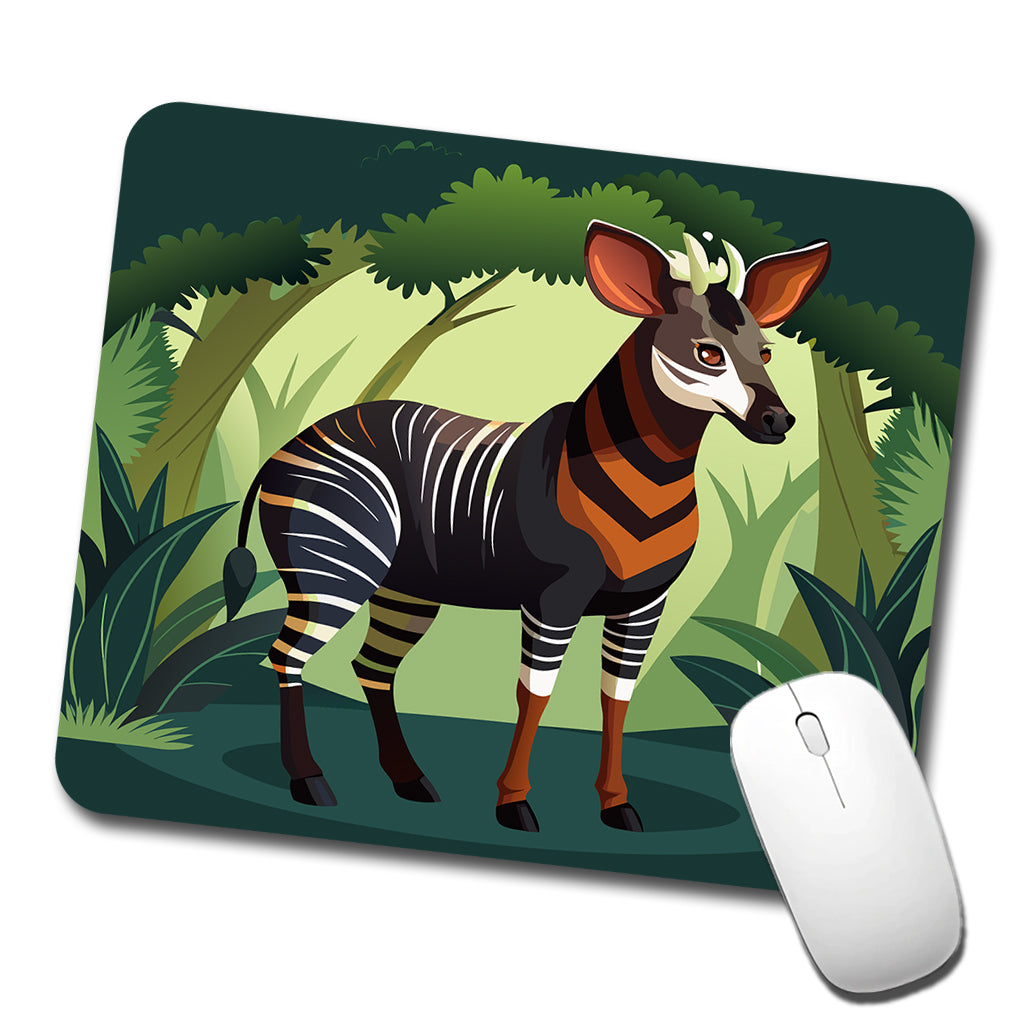 Okapi Forest Zebra Giraffe Low Profile Mouse Pad Mat