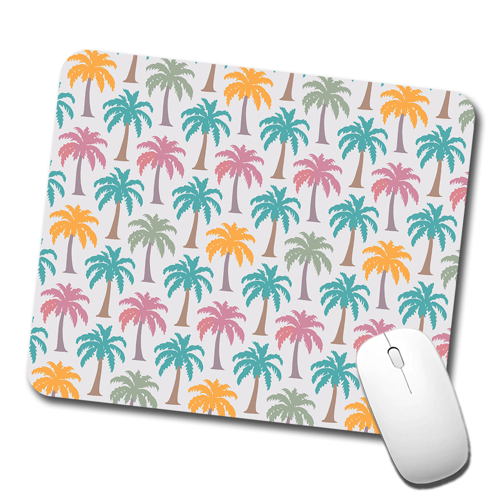 Palm Trees Tropical Pastel Pattern Low Profile Mouse Pad Mat