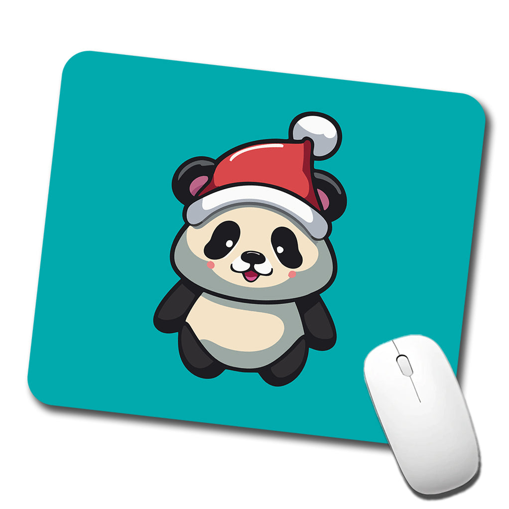 Panda Wearing Santa Hat Christmas Low Profile Mouse Pad Mat