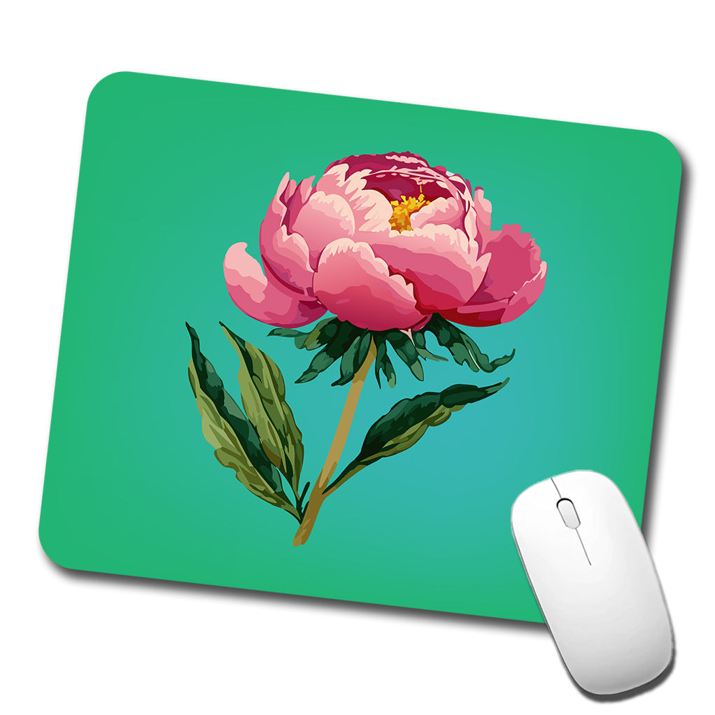 Peony Pink Flower Watercolor Low Profile Mouse Pad Mat