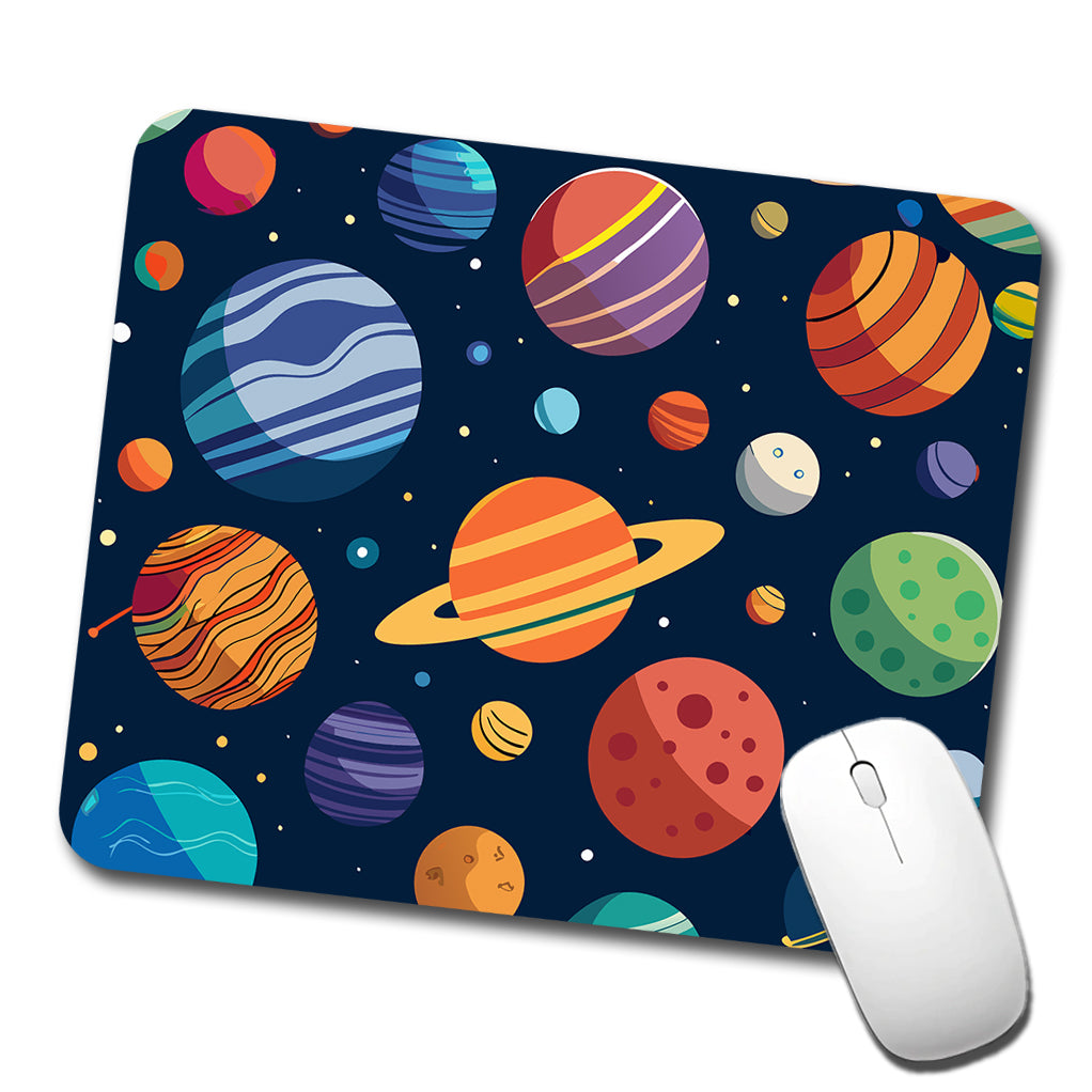 Planets Colorful Pattern Low Profile Mouse Pad Mat