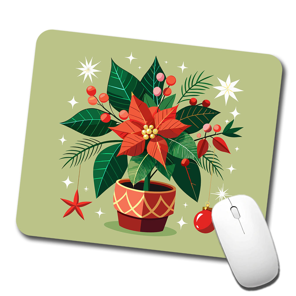 Poinsettia Plant Christmas Beautiful Low Profile Mouse Pad Mat