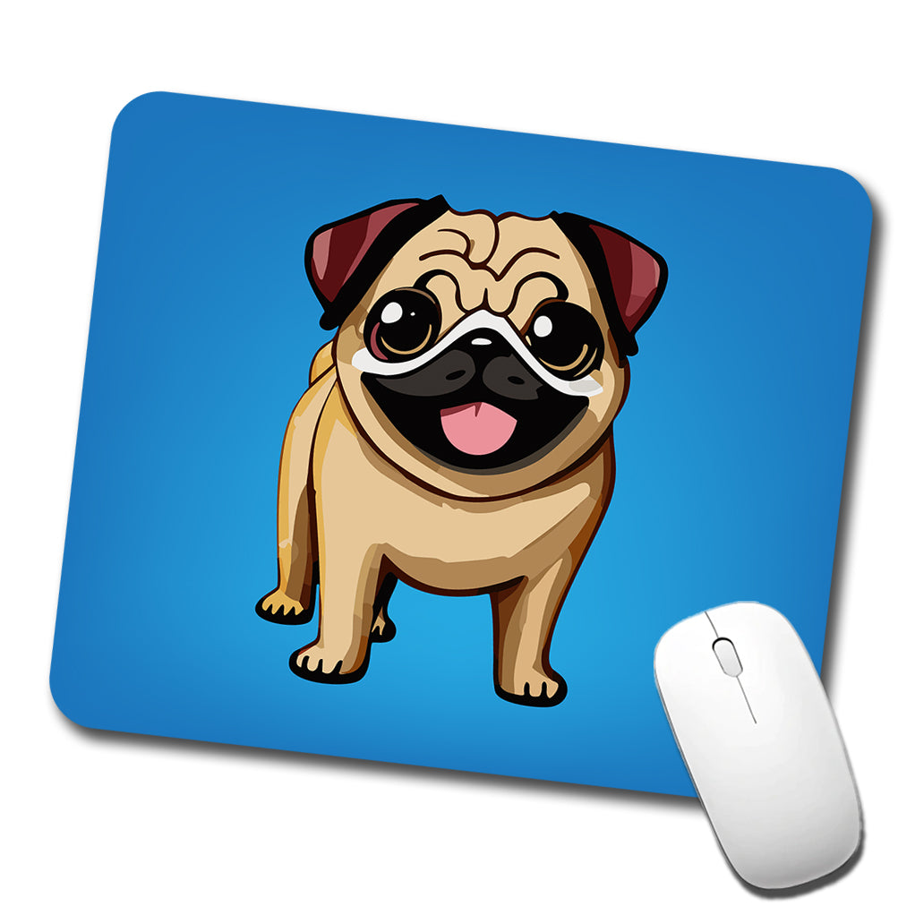 Pug Smiling Standing Low Profile Mouse Pad Mat
