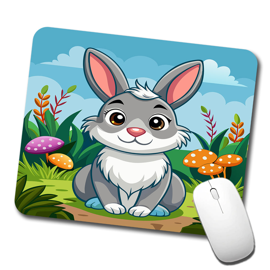 Rabbit Bunny Cute with Toadstools Mushrooms Low Profile Mouse Pad Mat