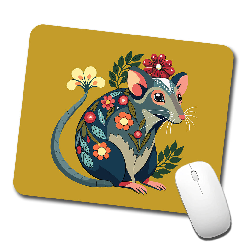 Rat Floral Flowers Low Profile Mouse Pad Mat