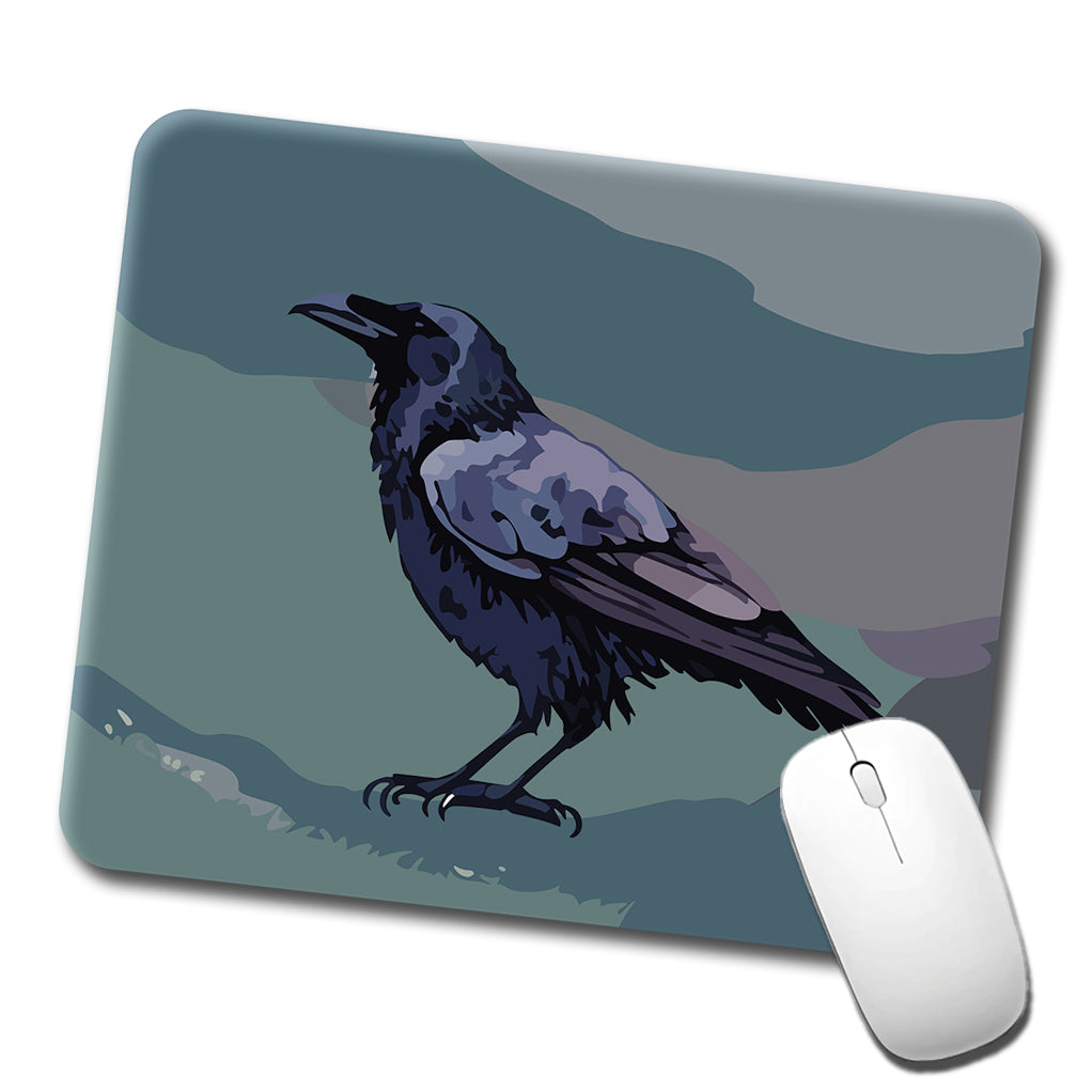 Raven Profile Bird Watercolor Low Profile Mouse Pad Mat