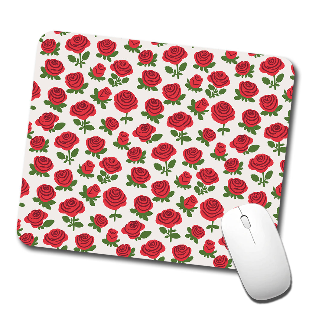Roses Flowers Red Cute Pattern Low Profile Mouse Pad Mat