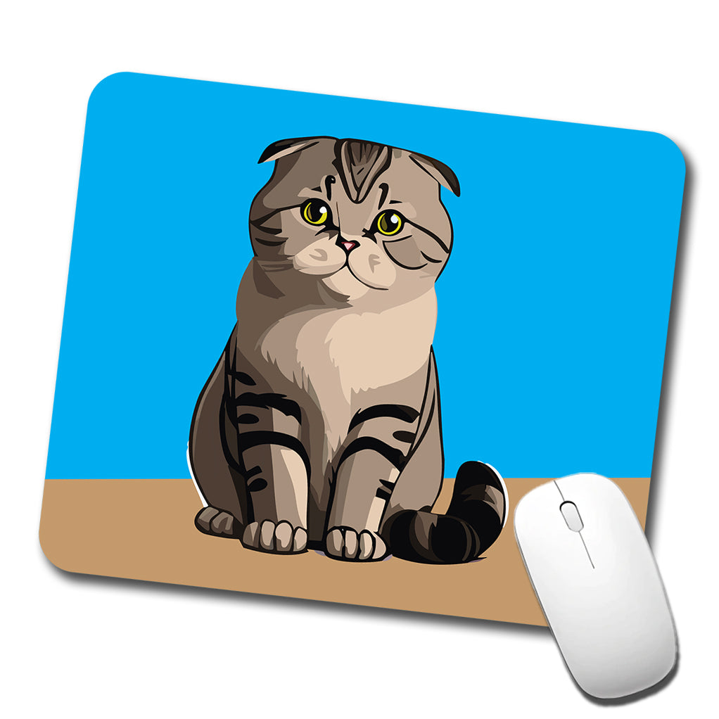 Scottish Fold Cat Sitting Low Profile Mouse Pad Mat