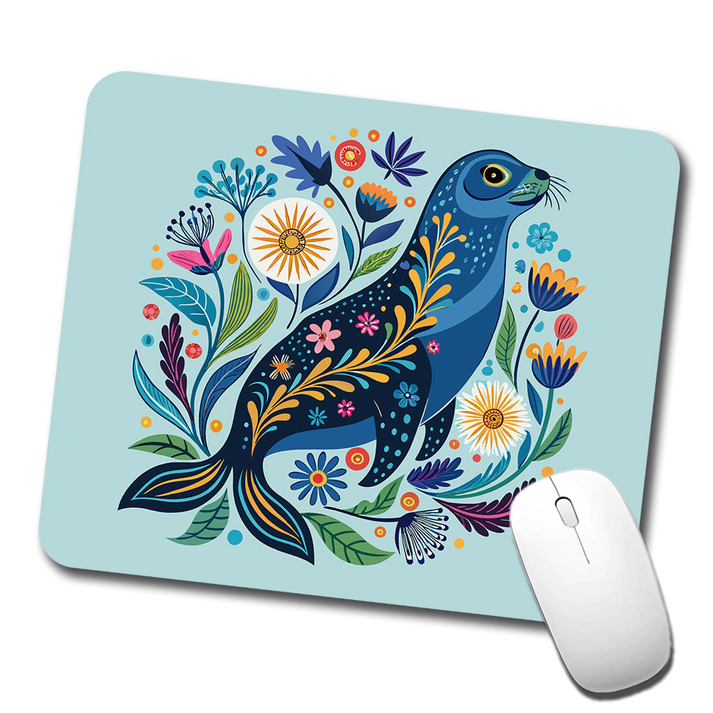 Sea Lion Floral Flowers Low Profile Mouse Pad Mat