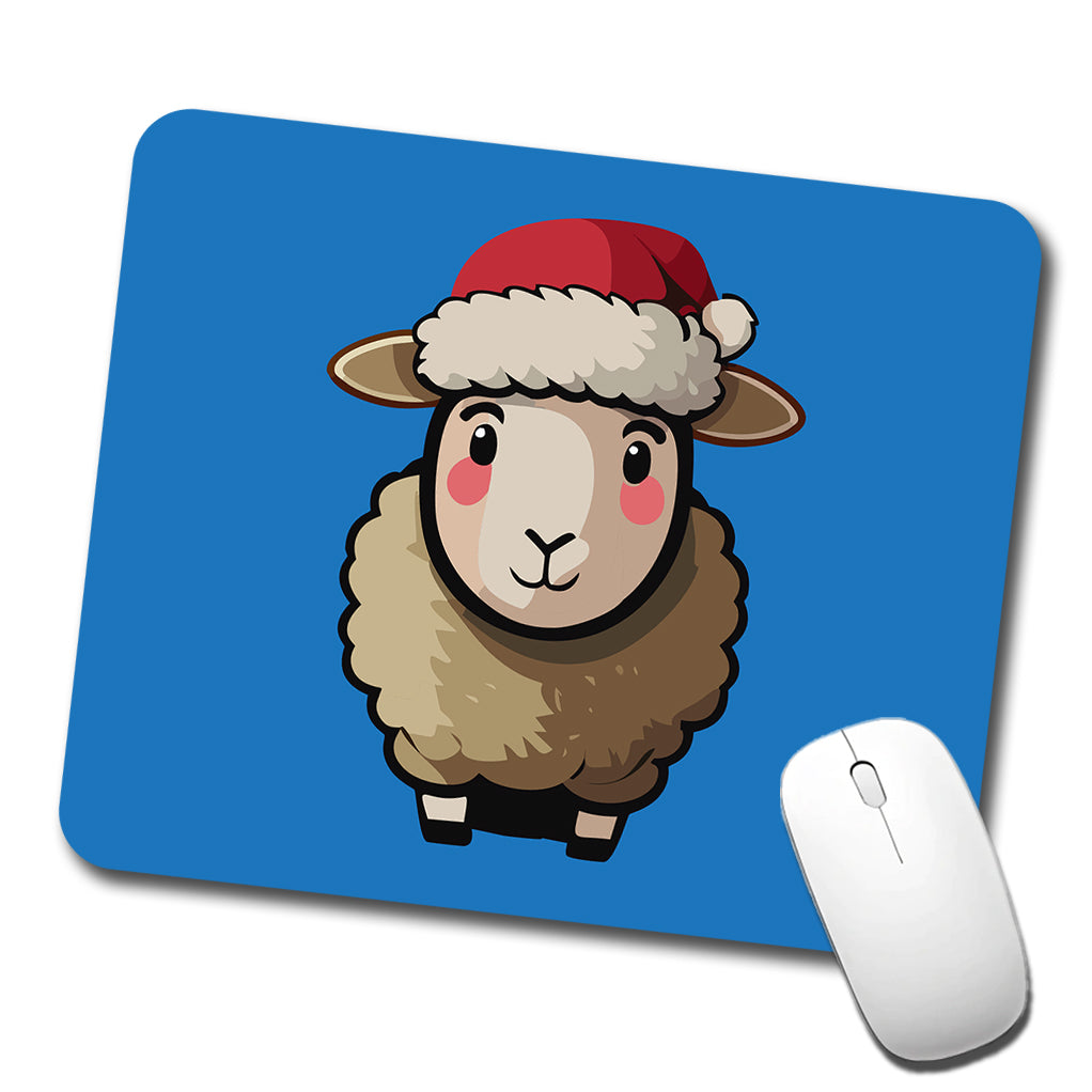 Sheep Christmas Santa Hat Low Profile Mouse Pad Mat