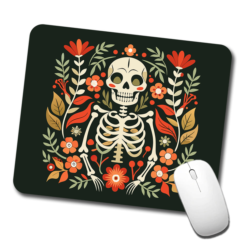 Skeleton Floral Flowers Low Profile Mouse Pad Mat