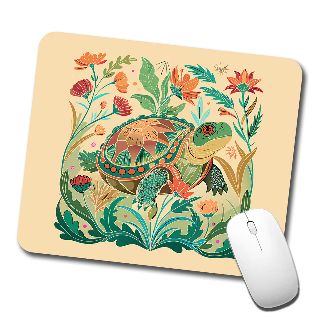 Snapping Turtle Botanical Art Nouveau Low Profile Mouse Pad Mat